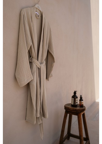 Cocoon %100 Pamuk 4 Katlı Müslin Bornoz Bej
