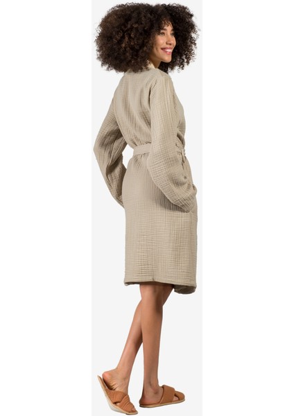 Cocoon %100 Pamuk 4 Katlı Müslin Bornoz Bej