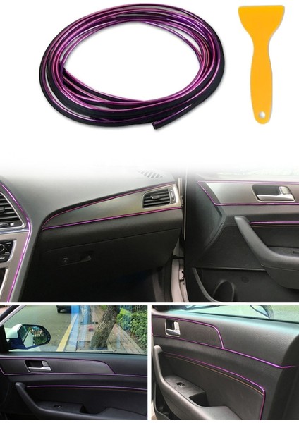 Trim Fitil Mor Yeni Nesil Araç Içi Ip Şerit Balık Sırtı Nikelajlı 5 Metre