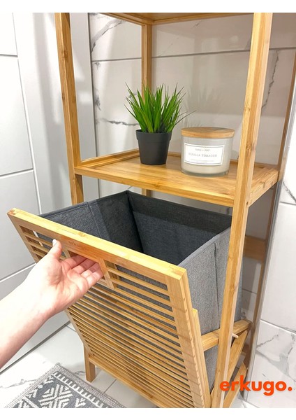 Bambu 3 Raflı Kirli Sepeti, Çok Amaçlı Banyo Düzenleyici, Çamaşır Sepeti Organizer, Raf fırsatları