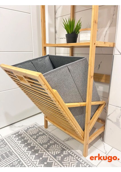 Bambu 3 Raflı Kirli Sepeti, Çok Amaçlı Banyo Düzenleyici, Çamaşır Sepeti Organizer, Raf indirimleri