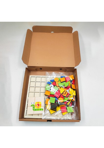 Ahşap Mozaik Yapboz Montessori Puzzle Dikkat ve Zeka Geliştirme Oyunu (20 Oyun Kartı) fiyatları