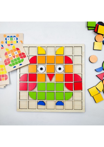 Ahşap Mozaik Yapboz Montessori Puzzle Dikkat ve Zeka Geliştirme Oyunu (20 Oyun Kartı) fırsatları
