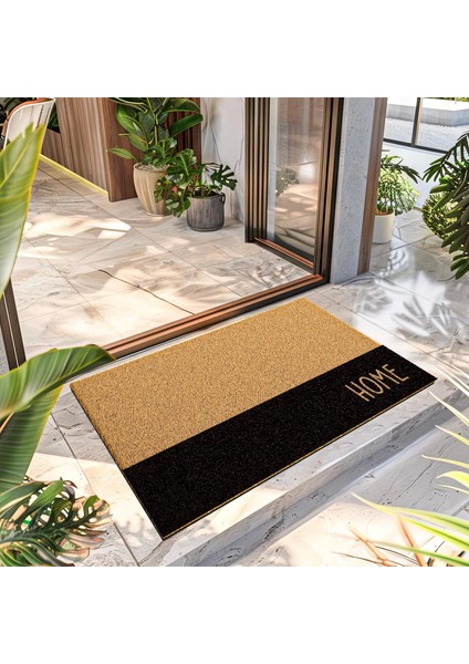 Paspas Konsept Siyah Home Desenli Kapı Önü Paspası 40 x 60 cm