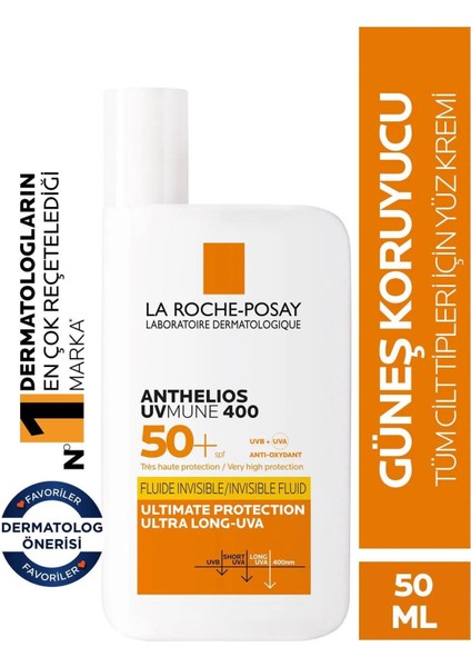 La Roche Posay Anthelios Uvmune 400 Invisible Fluid SPF50+ 50 ml + La Roche Posay Lipikar Gel Lavant 400 ml