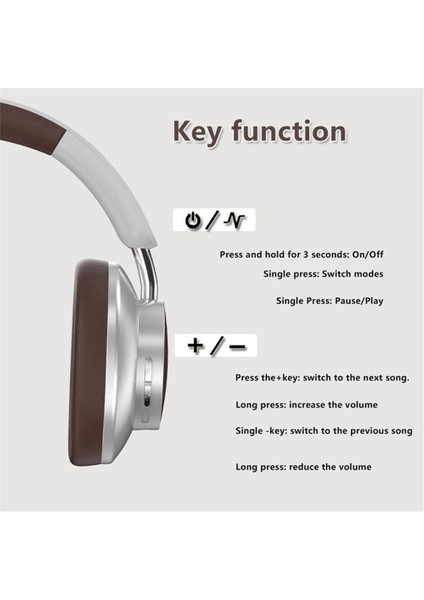 Vje 902 Düşük Gecikmeli Kulak Üstü Kulaklık Hd Ses Bluetooth 5.3 Kablosuz Kulaklık Desteği Aux/tf/fm-Kahverengi (Yurt Dışından)