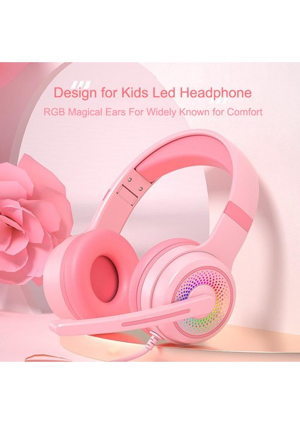 Y20 Rgb Işık Tasarımı Başa Monte Kablolu Bas Stereo Ses Kulaklık Mikrofonlu Bilgisayar Oyun Kulaklığı (Ce Belgeli)-Pembe (Yurt Dışından)