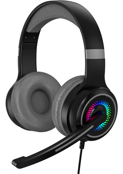 Y20 Rgb Işık Tasarımlı Başa Monte Kablolu Bas Stereo Ses Kulaklık Mikrofonlu Bilgisayar Oyun Kulaklığı (Ce Belgeli)-Siyah (Yurt Dışından)