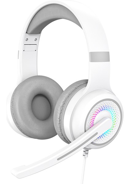 Y20 Rgb Işık Tasarımlı Başa Monte Kablolu Bas Stereo Ses Kulaklık Mikrofonlu Bilgisayar Oyun Kulaklığı (Ce Belgeli)-Beyaz (Yurt Dışından)