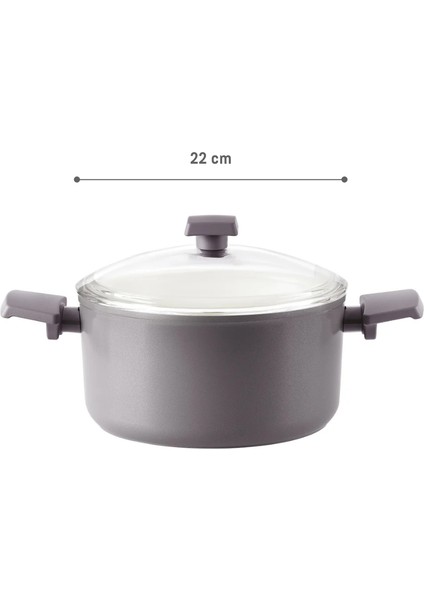 Nano Seramik Derin Tencere - Gri/beyaz - 22 cm
