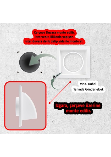 Davlumbaz Çıkış Kapak Havalandırma Çekvalf Başlığı Haşere Önleyici Tek Yönlü Hava Çekimi Menfezi