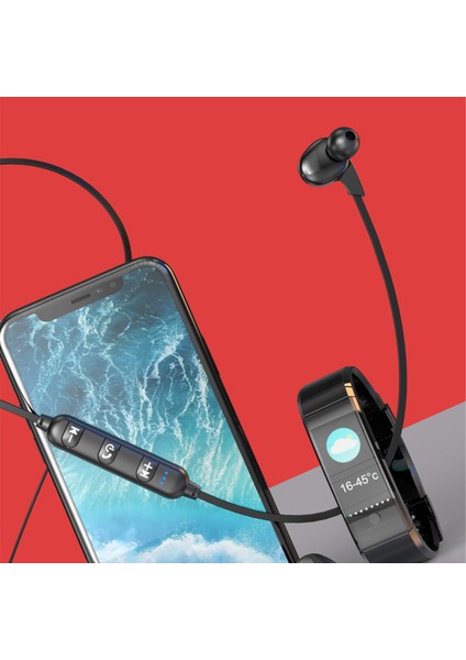 ES204 Boyun Bantlı Kablosuz Bluetooth 5.0 Mikrofonlu Kulak İçi Kulaklık Siyah