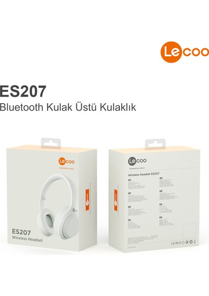 ES207 Bluetooth Kablosuz Mikrofonlu Kulak Üstü Kulaklık Beyaz