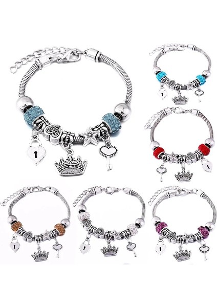 65MM Ayarlanabilir Stil Çok Taç Charm Bileklik Takı Istakoz Toka Yılan Zincir Boncuklu Bilezik Kadınlar Için Yaz Romantik Hediye Moda Aksesuarları Bilezik (Yurt Dışından) fiyatları