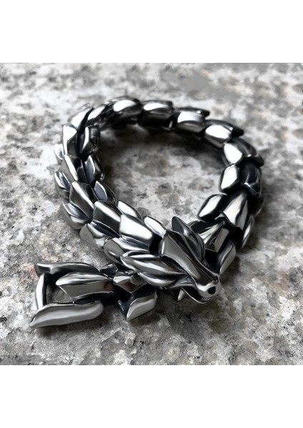 AL4067-GÜMÜŞ-21CM Erkekler Için Mighty Ejderha Iskelet Bilezik Moda Vintage Salma Zincir Bilezik Gümüş Renk Takı Hediye (Yurt Dışından) fırsatları