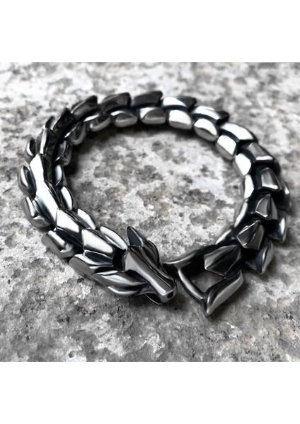 AL4067-GÜMÜŞ-21CM Erkekler Için Mighty Ejderha Iskelet Bilezik Moda Vintage Salma Zincir Bilezik Gümüş Renk Takı Hediye (Yurt Dışından) indirimleri