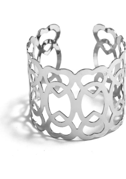 E2107 Gümüş Sıcak Satış Hollow Geniş Manşet Bilezik ve Bilezik Kadın Erkek Retro Yeni Alaşım Açık Büyük Erkek Kadın Moda Takı 2021 (Yurt Dışından)