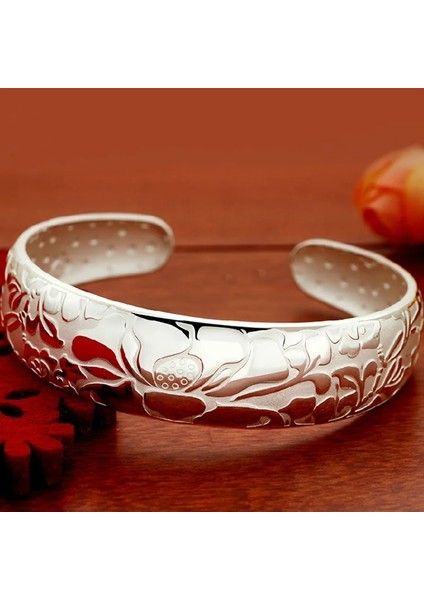 Xıyanıke Gümüş Kaplama Lotus Çiçeği Genişlik Bilezik ve Kadınlar Için Bilezik Moda Zarif Parti Aksesuar Takı Ayarlanabilir (Yurt Dışından) fırsatları