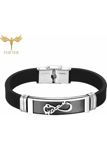 20CM Tarzı Mavi Beyaz Çinko Kaplama Lovers' Forever 8 Infinity Bilezikler Siyah Altın Paslanmaz Çelik Takı Kadın Erkek Silikon Kauçuk Bileklik Kemer Aksesuarı (Yurt Dışından)