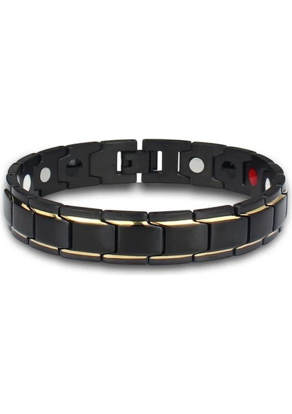 Siyah Altın Erkek Mücevherat Manyetik Terapi Sağlık Anti-Horlama Paslanmaz Çelik Erkekler Için Bilezik Altın Ayarlanabilir Bilezik Pulsera Hombre (Yurt Dışından)