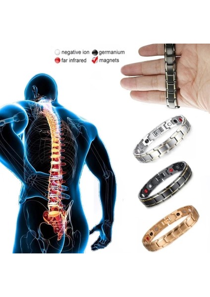 Siyah Altın Erkek Mücevherat Manyetik Terapi Sağlık Anti-Horlama Paslanmaz Çelik Erkekler Için Bilezik Altın Ayarlanabilir Bilezik Pulsera Hombre (Yurt Dışından)