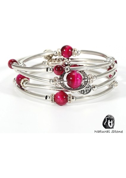 Çilek Kristali 4 Katmanlı Vintage Boho Doğal Taş Bilezik Bilezik Kadınlar Için Bakır Tüp Wrap Crustal Lava Taş Boncuk Bilezik Femme Takı (Yurt Dışından) indirimleri