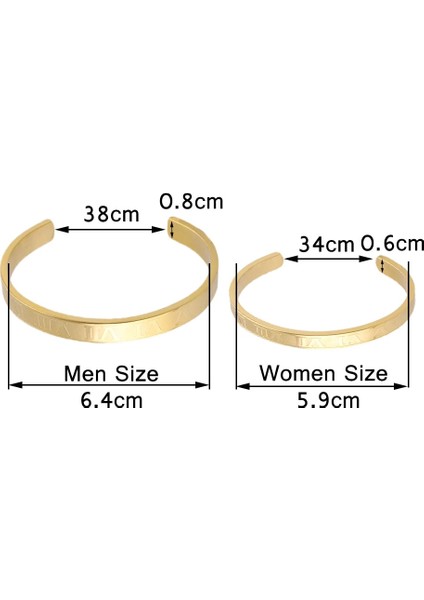 6cm Kadın Tarzı Altın Gül Lüks Altın Çift Erkekler Lover Romen Rakamları Ölçek Açık Manşet Titanyum Paslanmaz Çelik Bileklik Erkekler Için Kadın Takı (Yurt Dışından)