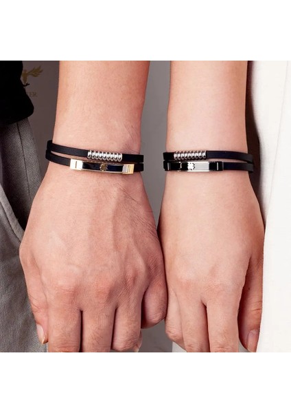 21CM Tarzı Altın Paslanmaz Çelik Kayış Adam Kadınlar Için Bilezikler Çift Katmanlı Silikon Bilezik Watch Band Moda Band Şanslı Dört Yapraklı Yonca Erkek (Yurt Dışından) fırsatları