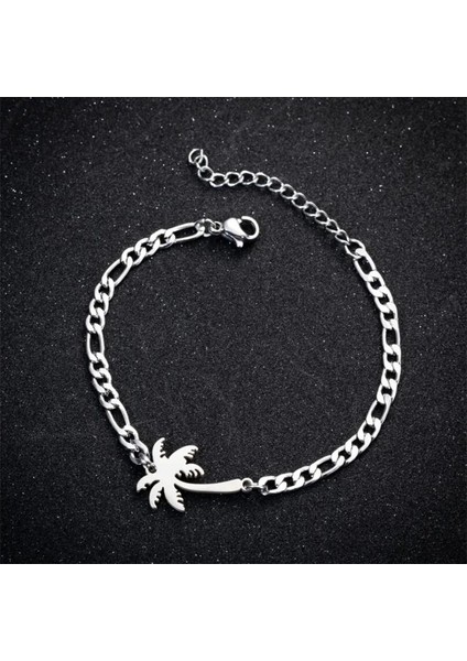 Altın Tarzı NO.147 Beden Paslanmaz Çelik Bilezikler Kadın Moda Palmiye Hindistan Cevizi Ağacı Ay Kelebek Çiçek Fil Charm Bilezik Bohemian Takı Pulseri (Yurt Dışından) indirimleri