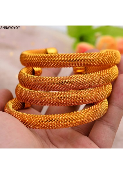 58-60MM Tarzı Altın Rengi Et 24K Dubai Altın Rengi Manşet Bileklik Kadınlar Için Etiyopya Takı Bilezikler Afrika Düğün Takıları Bilezik Parti Hediyeleri Için (Yurt Dışından)
