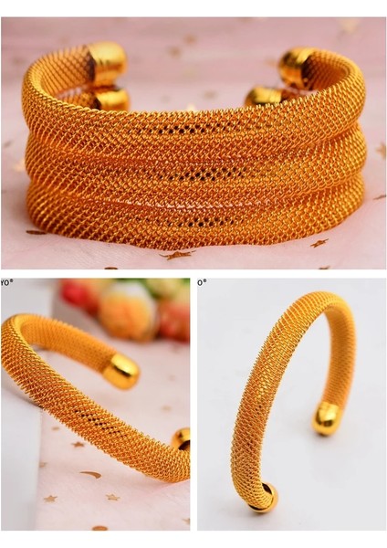 58-60MM Tarzı Altın Rengi Et 24K Dubai Altın Rengi Manşet Bileklik Kadınlar Için Etiyopya Takı Bilezikler Afrika Düğün Takıları Bilezik Parti Hediyeleri Için (Yurt Dışından) fırsatları