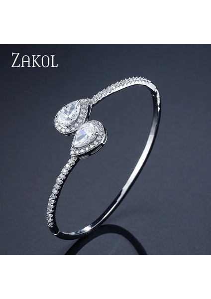 Altın Rengi Zakol Moda Aaa Mikro Açacağı Su Damlası Kübik Zirkonya Baget Bilezik Bileklik Bakır Taban Kadın Accessaries FSBP2018 (Yurt Dışından) fiyatları