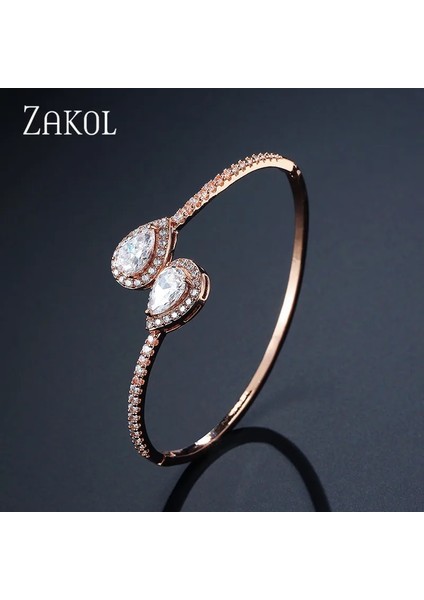 Altın Rengi Zakol Moda Aaa Mikro Açacağı Su Damlası Kübik Zirkonya Baget Bilezik Bileklik Bakır Taban Kadın Accessaries FSBP2018 (Yurt Dışından) modelleri