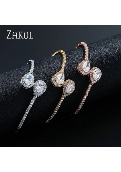 Altın Rengi Zakol Moda Aaa Mikro Açacağı Su Damlası Kübik Zirkonya Baget Bilezik Bileklik Bakır Taban Kadın Accessaries FSBP2018 (Yurt Dışından) fırsatları