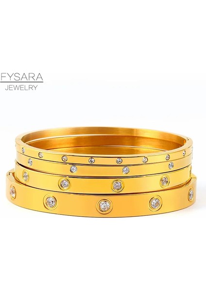 8mm Altın Adam Boyutu Fysara mm Kristaller Sevgilisi Bilezikler Paslanmaz Çelik Bilezik Kübik Zirkonya Kadın Altın Renk Bilezik Takı Hediyeler (Yurt Dışından) fiyatları