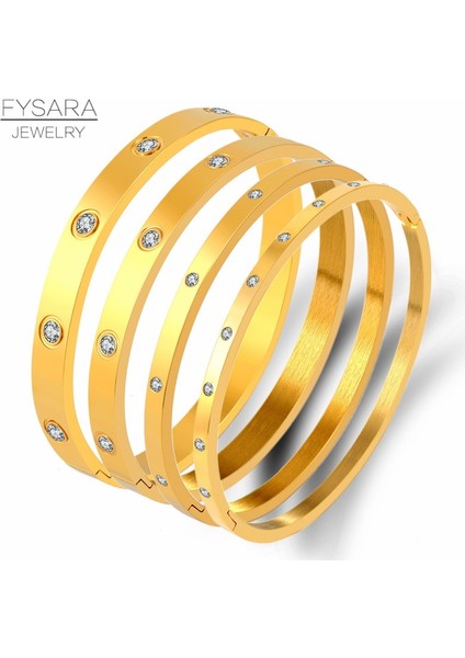 8mm Altın Adam Boyutu Fysara mm Kristaller Sevgilisi Bilezikler Paslanmaz Çelik Bilezik Kübik Zirkonya Kadın Altın Renk Bilezik Takı Hediyeler (Yurt Dışından) modelleri