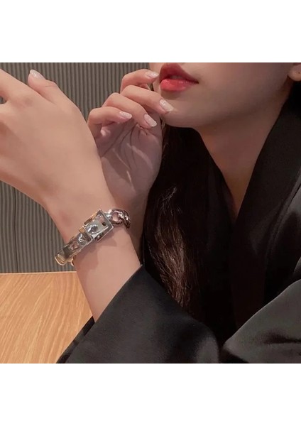 Kemer Tokası Bileklik Erkek Kadın Paslanmaz Çelik Kişisel Kemer Tokası Bilezik Kadın Petit Cadeau Femme Pulseras Mujer Moda Lüks Mücevherat (Yurt Dışından) fiyatları