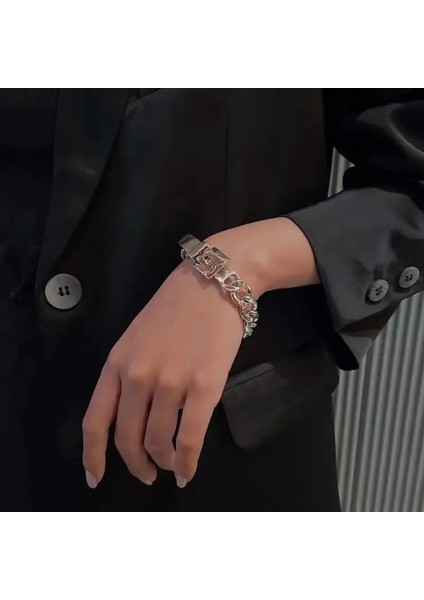 Kemer Tokası Bileklik Erkek Kadın Paslanmaz Çelik Kişisel Kemer Tokası Bilezik Kadın Petit Cadeau Femme Pulseras Mujer Moda Lüks Mücevherat (Yurt Dışından) fırsatları