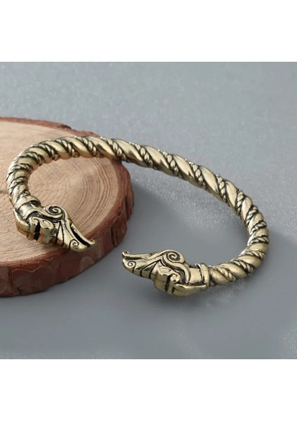 7 Antik Bronz Kinitial El Yapımı Pagan Viking Kurt Raven Ejderha Bilezik Bilezik Erkekler Için Vintage Açık Bükülmüş Manşet Bileklik Hediye (Yurt Dışından) modelleri