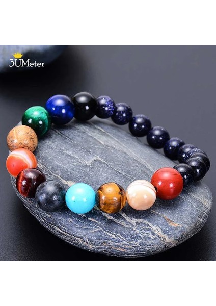Lav Taşlı Bileklik Sekiz Gezegenler Bilezikler Doğal Taş Boncuklar Çakra Yoga Bilezik Evren Galaxy Güneş Sistemi Erkekler Kadınlar Için Bilezikler Hediyeler (Yurt Dışından)