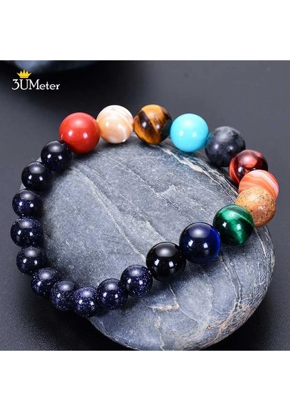 Lav Taşlı Bileklik Sekiz Gezegenler Bilezikler Doğal Taş Boncuklar Çakra Yoga Bilezik Evren Galaxy Güneş Sistemi Erkekler Kadınlar Için Bilezikler Hediyeler (Yurt Dışından)
