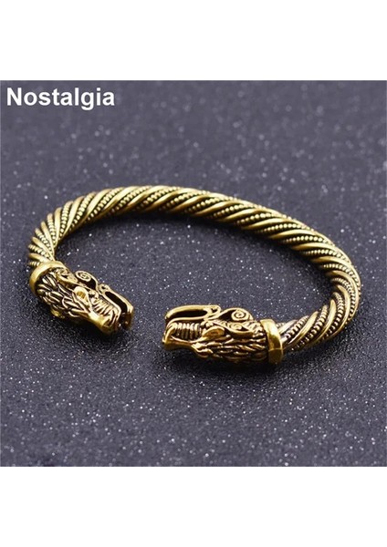 Antik Altın Kaplama Teen Wolf Viking Bilezik Bileklik Vikingo Takı El Manşet Bilezik Bilezik Brazalete Vikingos (Yurt Dışından)