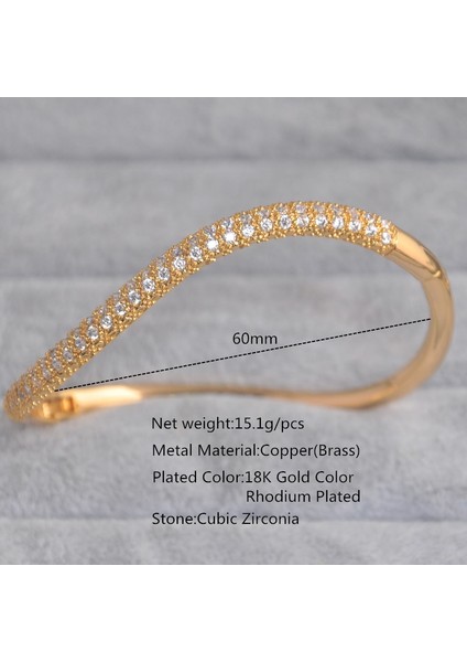 1 Adet Gül Altın--3 Jınju Lüks Altın Renk Charm Bilezikler Kadınlar Için Bakır Kübik Zirkonya Manşet Braclet Femme Dubai Moda Takı (Yurt Dışından)