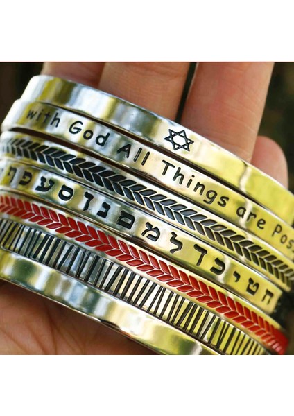 52-54MM Tarzı Siyah Çan Erkek Israil Bileklik David Yıldız Ibranice Paslanmaz Çelik Yahudi Judaica Hanuka Manşet Takı Aksesuarları Ayarlamak (Yurt Dışından) fiyatları