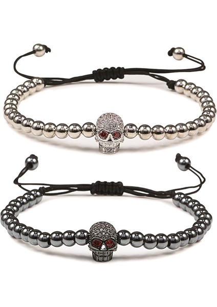Gümüş Kafatası Charm Kafatası Başkanı Bakır Boncuk Bileklik El Yapımı Açacağı Cz Iskelet Kristal Ayarlanabilir Bilezik Punk Bilek Takı Kadın Erkek Için (Yurt Dışından) fiyatları