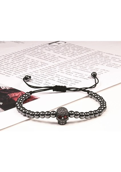 Altın Siyah Leopar Charm Kafatası Başkanı Bakır Boncuk Bileklik El Yapımı Açacağı Cz Iskelet Kristal Ayarlanabilir Bilezik Punk Bilek Takı Kadın Erkek Için (Yurt Dışından)