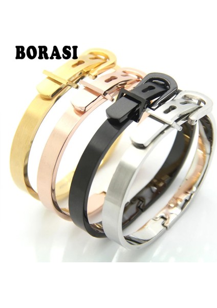 8mm Genişlik Gül Altın Ünlü Moda Takı Bileklik Unisex Womenerkek Takı 4 Renk Altın Renk Yuvarlak Trendy Kemer Bilezik Bilezik (Yurt Dışından)
