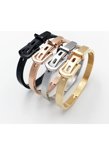 8mm Genişlik Gül Altın Ünlü Moda Takı Bileklik Unisex Womenerkek Takı 4 Renk Altın Renk Yuvarlak Trendy Kemer Bilezik Bilezik (Yurt Dışından) modelleri
