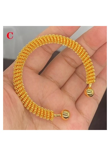 58 mm Tarzı C Suudi Arabistan Dubai Bilezik Çocuklar Için Orta Doğu Altın Bebek Bilezik Etiyopya Örgü Bilezik Düğün Takı Afrika Kadınlar Hediyeler (Yurt Dışından)