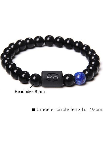 17CM Tarzı Aslan 12 Takımyıldız Zodyak Işaretleri Boncuk Çiftler Bilezik Doğal Siyah Oniks Taş Kadın Erkek Doğum Günü Hediyesi Için Elastik Charm Bilezik (Yurt Dışından) indirimleri